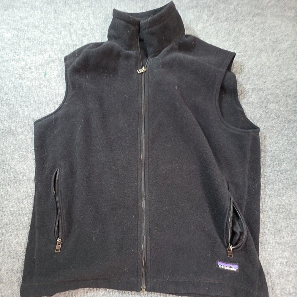 Patagonia Synchilla Vest Mens XL Black Fleece Full Zip Outdoor Hiking Pockets